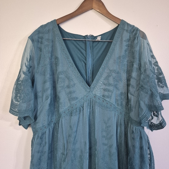 PinkBlush Teal Lace Mesh Overlay Plus Maternity Dress Size 3XL - Picture 5 of 12